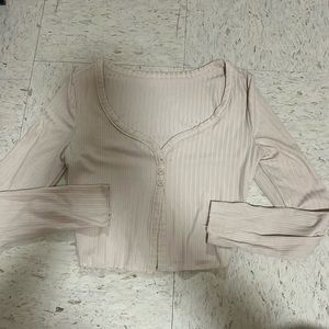 Cream cropped long sleeve